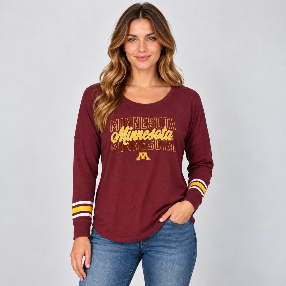 Fanatics Minnesota Golden Gophers Womens XL Maroon Long Sleeve Graphic Tee UMN